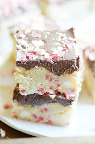 Chocolate Frosted Candy Cane Sugar Cookie Bars - Keat's Eats