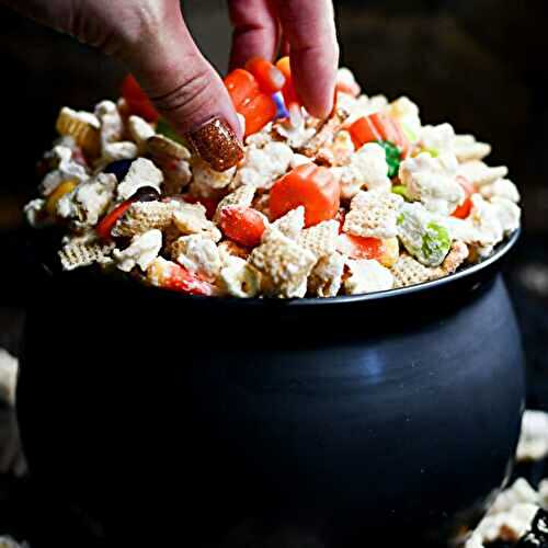 Easy Halloween Popcorn Snack Mix Recipe with Candy Corn