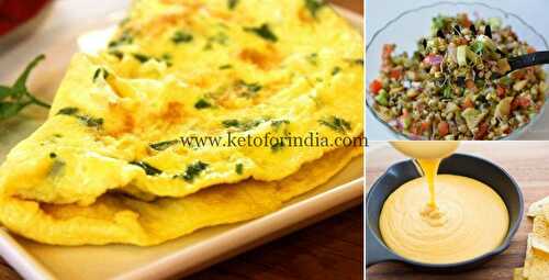 Keto Indian Masala Omelette, Sprout Salad & Easy Cheese Dip