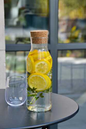 Fresh lemon thyme water drink