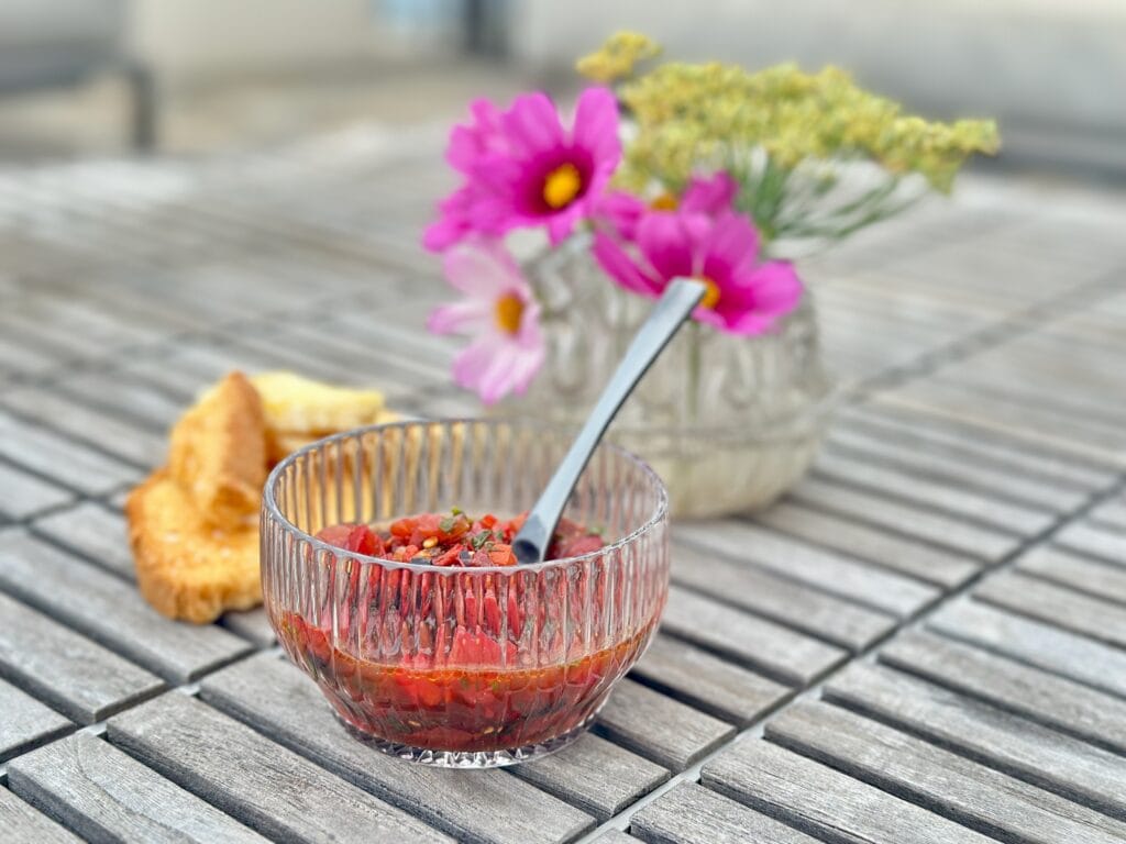 Tomato and olive bruschetta