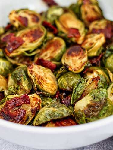 Cider Glazed Roasted Brussels Sprouts with Bacon