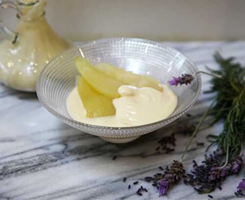 Vanilla Poached Pear with Lavender Custard