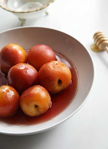 Nectarines poached in honey and black pepper