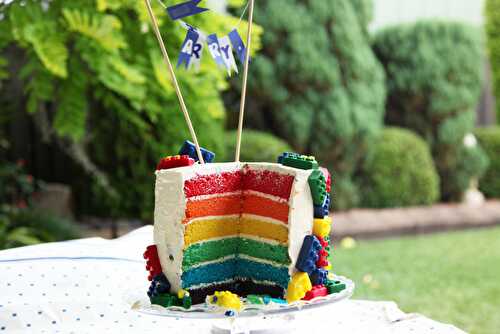 Rainbow Cake with Lego