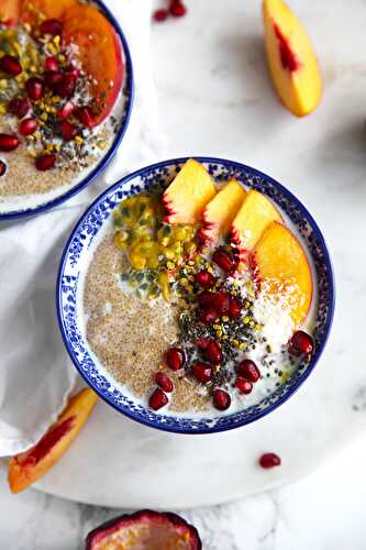 Amaranth Porridge with Peach, Passion and Pomegranate