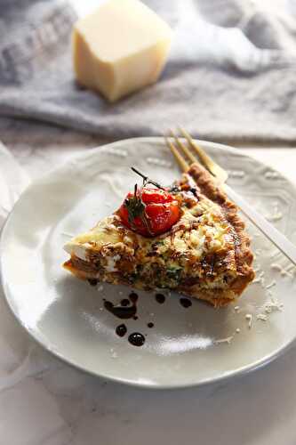 Caramelised onion and tomato quiche