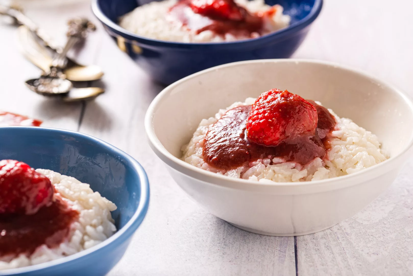 Rice Pudding with Raspberry Sauce