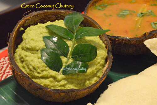 South Indian Style Green Coconut Chutney | Spicy Coconut Dip