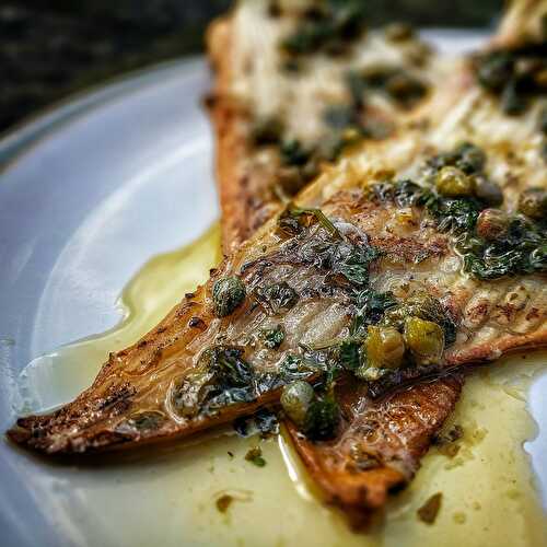 Ray Wings with a Lemon Butter, Caper and Parsley Sauce