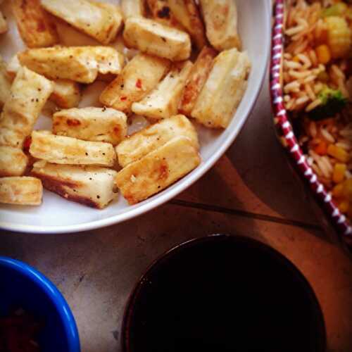 Salt and pepper tofu with dipping sauce
