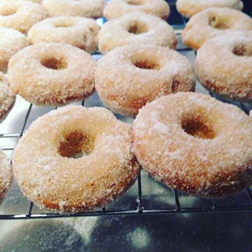 Sugar coated baked cinnamon doughnut rings