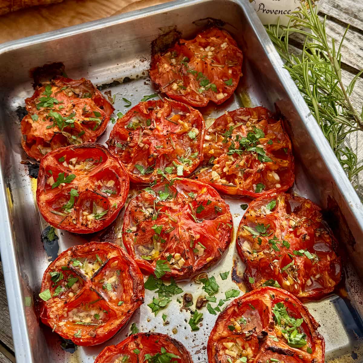 Slow Roasted Tomatoes with Garlic and Herbs from Provence