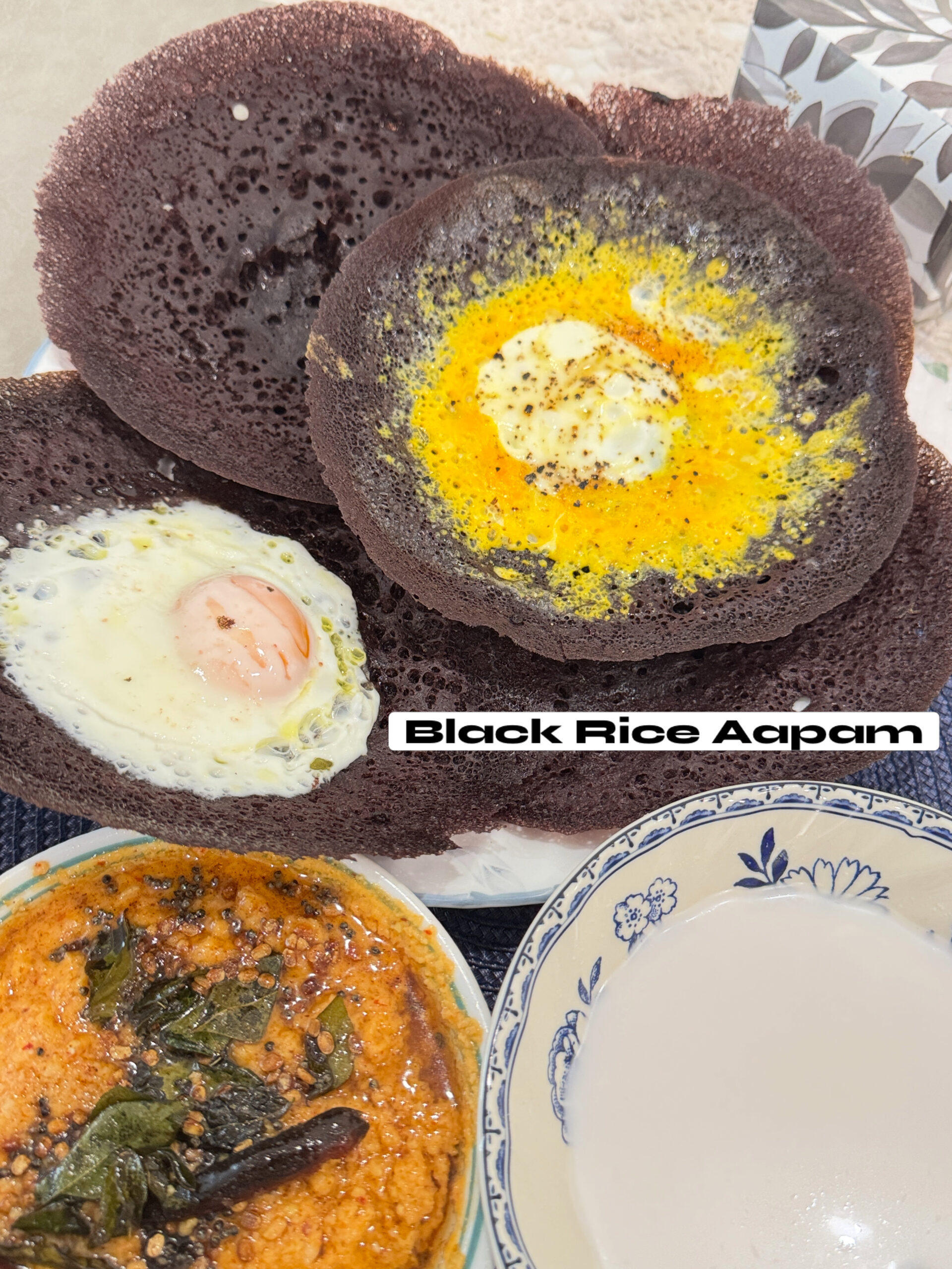 Black Rice Aapam (black rice hopper)