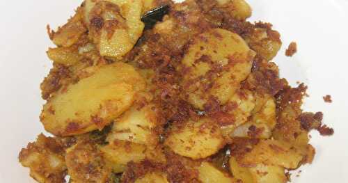 Spicy Potato Roast with blended Masalas - Urullai Masala Varuval - My Mom's Recipe