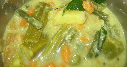 Summer Special Aviyal (Avial) - Mixed Vegetables cooked in Coconut Masala - Adai Avial
