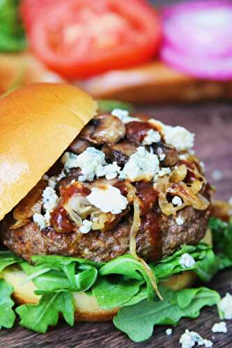 Steakhouse Black & Blue Burger w/ Caramelized Onions - Margarita's On The Rocks