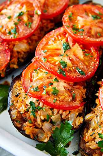 Fried Eggplants with Rice & Tomatoes