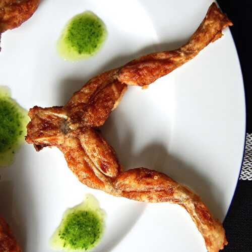 Fried Frog Legs with Green Sauce Dip