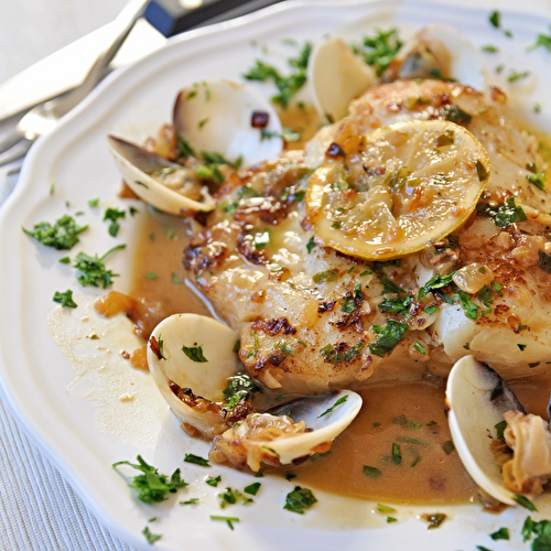 Hake with Clams & White Wine