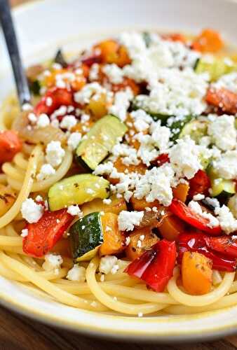 Roast Vegetables & Feta Pasta