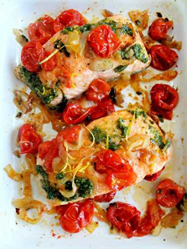 Salmon with Roasted Tomatoes & Shallots