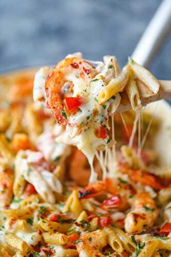 Shrimp Alfredo Pasta Bake
