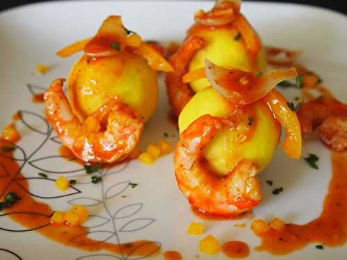 Shrimp Escabeche & Mashed Sweet Potato Balls