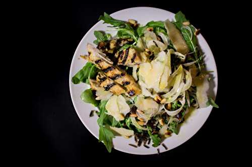 Arugula & Fennel Salad with Grilled Chicken, Wild Rice and Parmesan