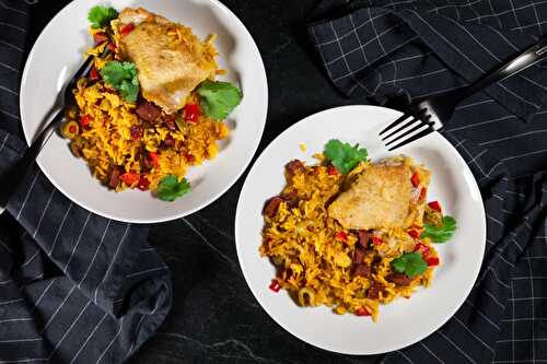 Chicken and Rice with Chorizo and Olives | Arroz con Pollo