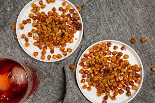 Crispy Chic Peas with brown sugar, thyme and cayenne