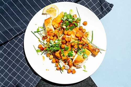 Grill Roasted Chicken - with Chic Peas & Tender Herbs