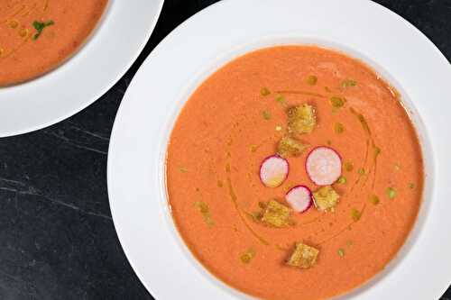 Watermelon Gazpacho with Radish and Sourdough Croutons