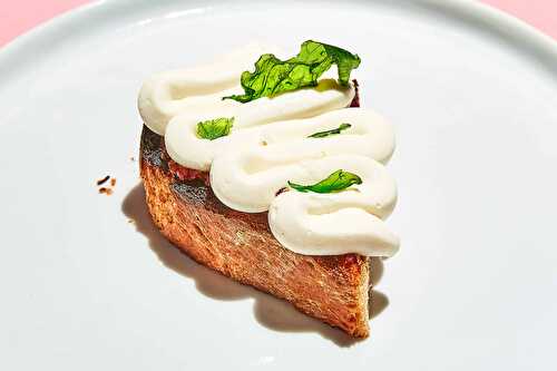 Whipped Ricotta Toast - with Sun-dried Tomato Purée and Fried Basil
