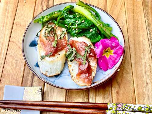Roasted Japanese Yam with Chrysanthemum Greens - Mountain Plums