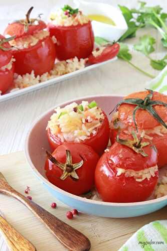 Pink Peppercorn Risotto Stuffed Tomatoes