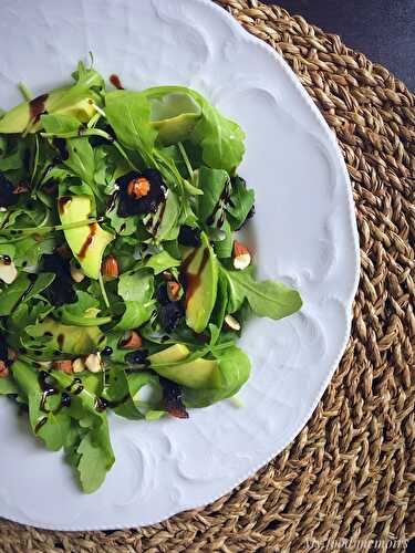 Avocado, rocket and prune salad with fig dressing