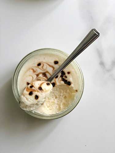 White chocolate mousse with coffee salted caramel