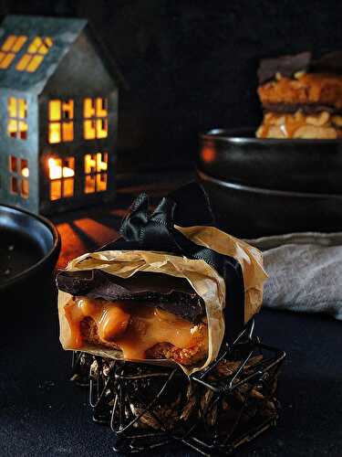 Hazelnut & caramel chocolate squares