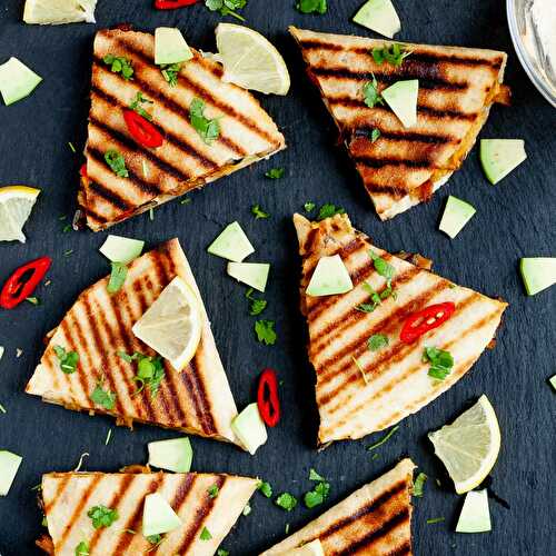 Easy Veggie Hummus Quesadilla (without Cheese)