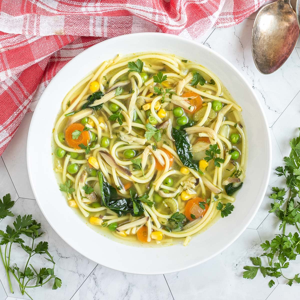 Vegan Chicklen Noodle Soup