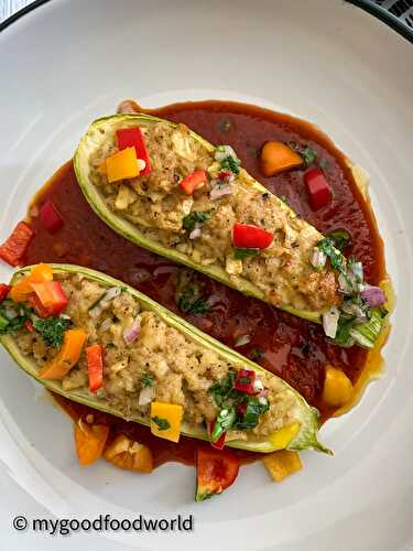 Zucchini Boats Vegetarian Recipe with Paneer {Gluten Free, Grain Free}