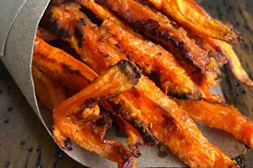 Baked crispy sweet potato fries ~~ Frites croustillantes de patate douce au four - Nourish by Lu