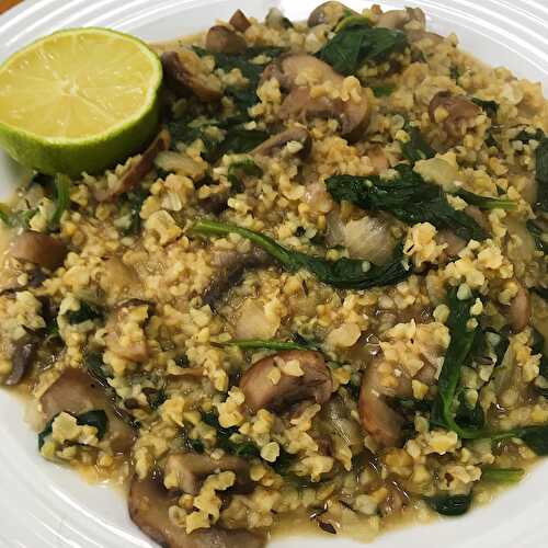  Mushroom and Spinach Buckwheat Risotto