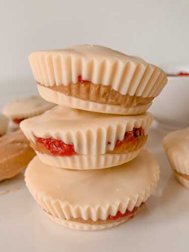 White Chocolate Peanut Butter and Jam Cups