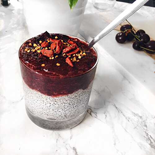 Healthy Chia Pudding with Cherry Sauce Recipe - Nourish Your Glow