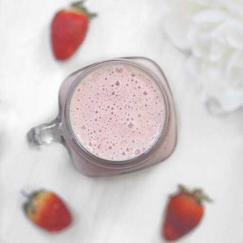 Healthy Strawberry Milkshake Smoothie. Vegan + Gluten Free - Nourish Your Glow