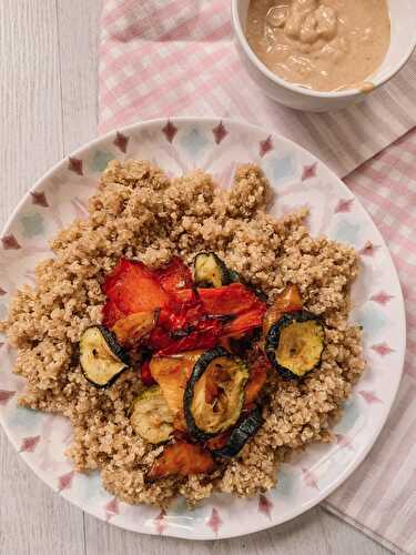 Roasted Vegetables with Quinoa and Maple Tahini Sauce - Nourish Your Glow