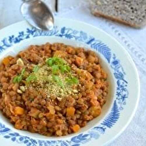 Green Lentil Stew with Tomatoes