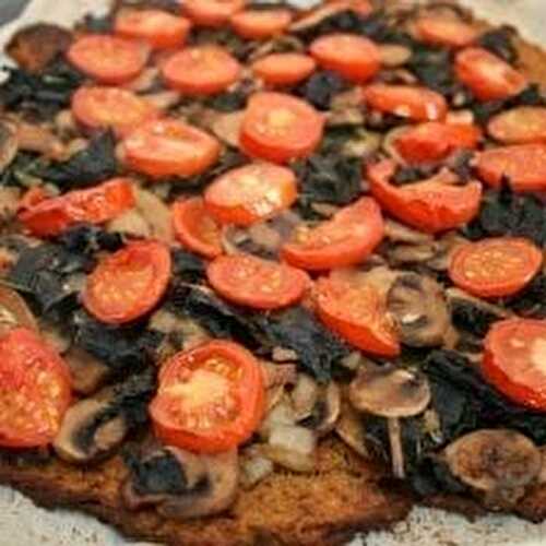 Plant-Based Flourless Kale-Mushroom Pizza